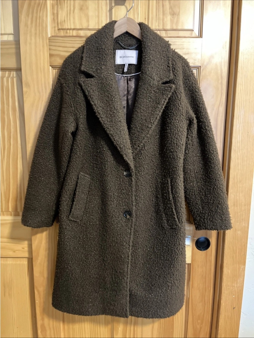 BCBGeneration Brown Teddy Faux-Sherpa Coat M